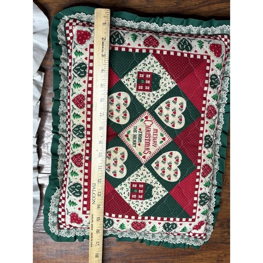 Set Of 2 Handmade Country Christmas Throw Pillow Ruffle Grannycore Cottagecore